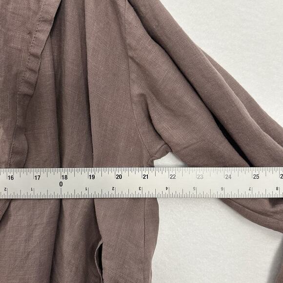 Bryn Walker Linen Top Womens Small Brown Pockets Long Sleeve Neutral - Picture 8 of 12